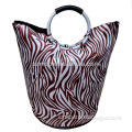 600D zebra print laundry carry tote bag with two aluminum handles